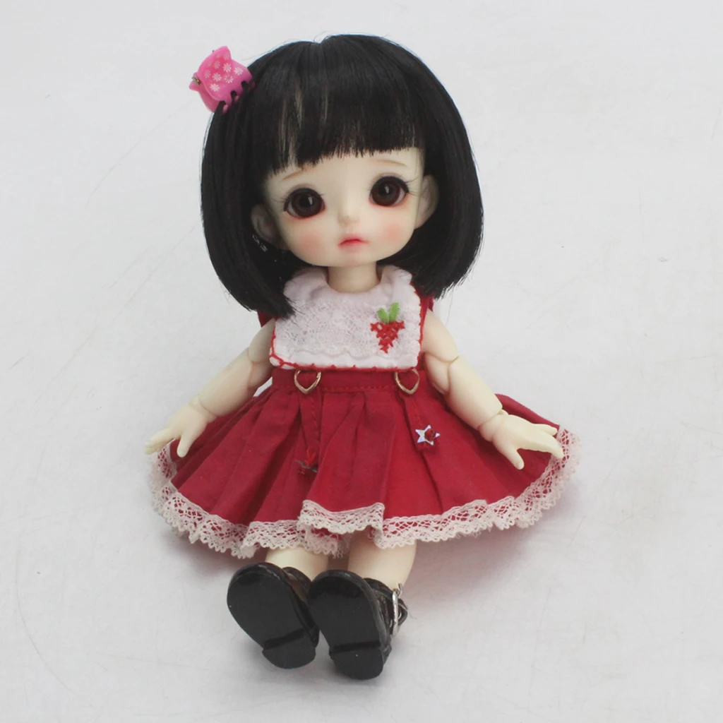 

Handmade 5-6inch 13-15CM Synthetic Mohair BJD Wigs 1/8 Bobo Hair For Dollfie Mini Dolls Hairstyle Making Supplies Black