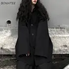 Куртка Женская Базовая в стиле Instagram, однотонная свободная уличная одежда в японском ретро стиле Харадзюку, с длинным рукавом и карманами, модная Милая винтажная верхняя одежда