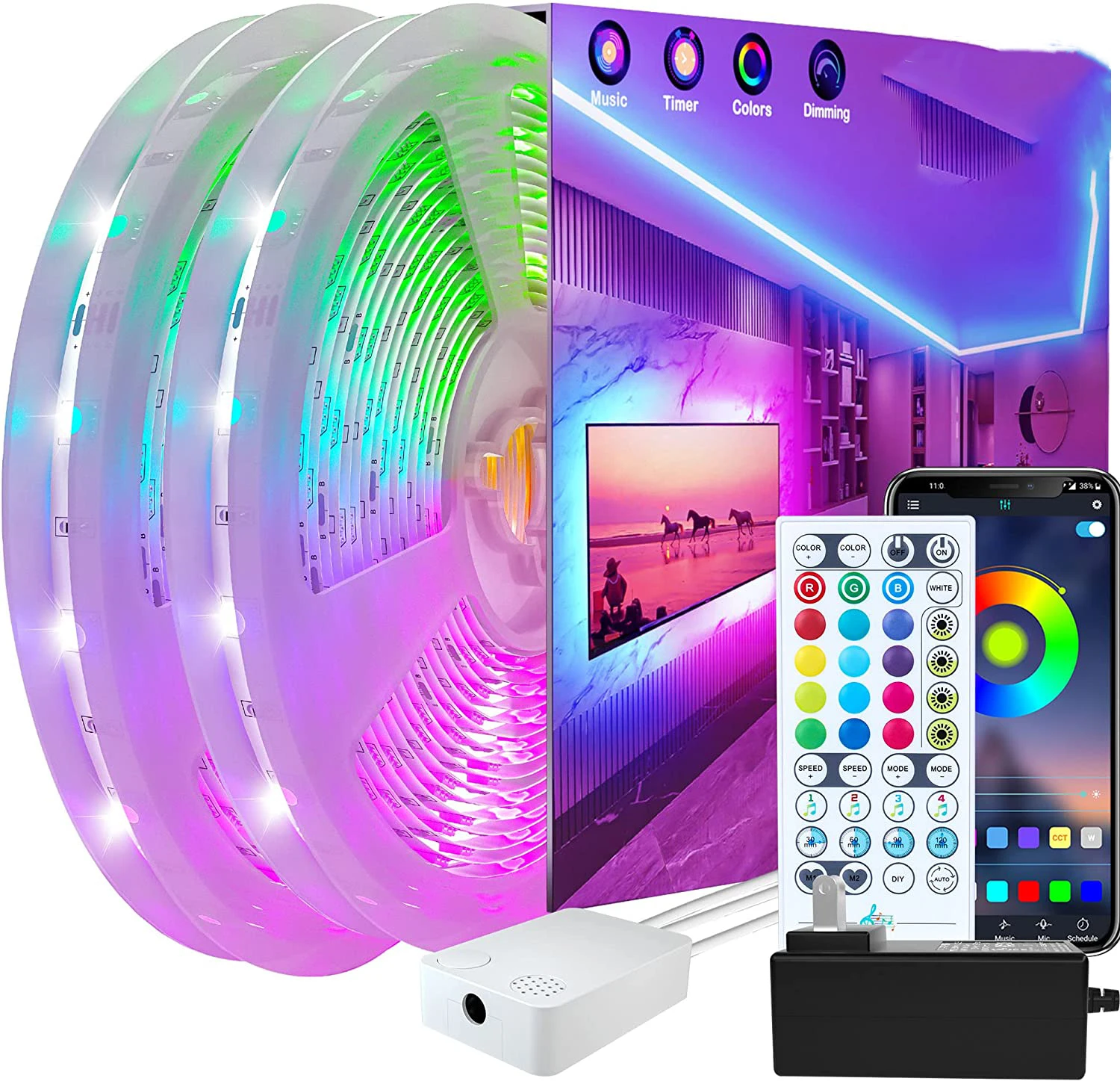 

СВЕТОДИОДНАЯ лента SMD 5050 RGB с дистанционным управлением, 30 м