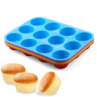 mini muffin 12 holes silicone round mold diy cupcake cookies fondant baking pan non stick pudding steamed cake mold baking tool