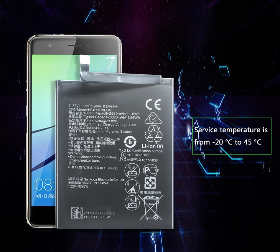 3020 мА/ч, HB405979ECW Аккумулятор для Huawei Y6 /Y6 Pro /НУА Вэй слава 6 играть MYA-L11 MYA-L41 MYA-L03 L23 L02 L22