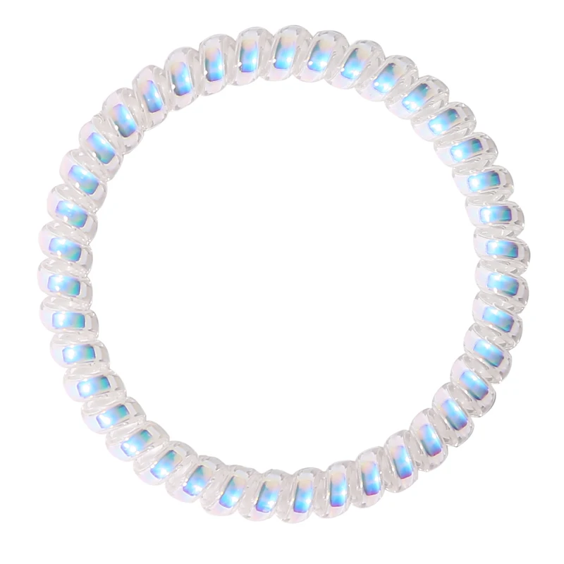 Elastic hair band girl rope ladies rubber transparent white blue phone cord accessories |