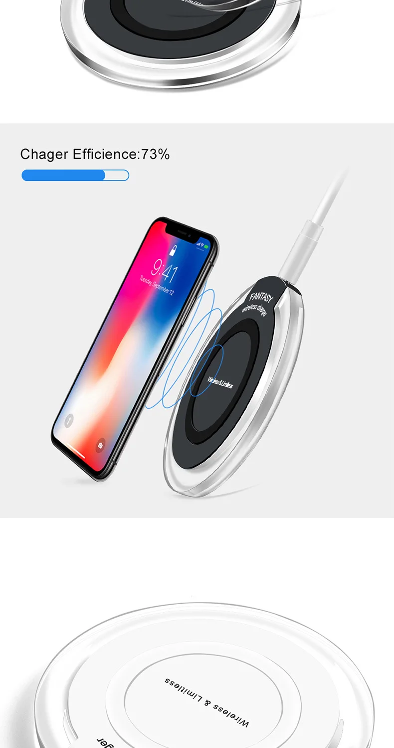 Беспроводное зарядное устройство для зарядки, Индукционное USB зарядное устройство для Apple iPhone 8 Plus/X для samsung Galaxy S6 7 edge S8 Plus Note 8