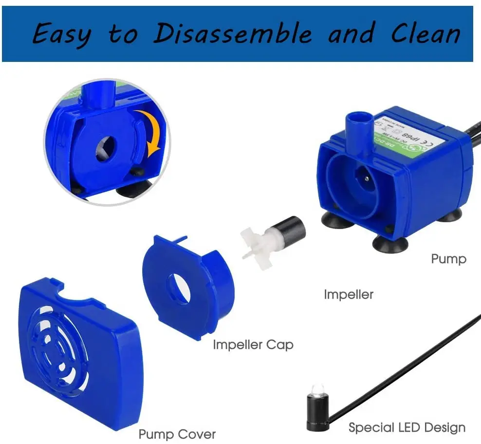 ПЭТ кошачий фонтан насос Замена светодиодный светильник USB для кошек и собак