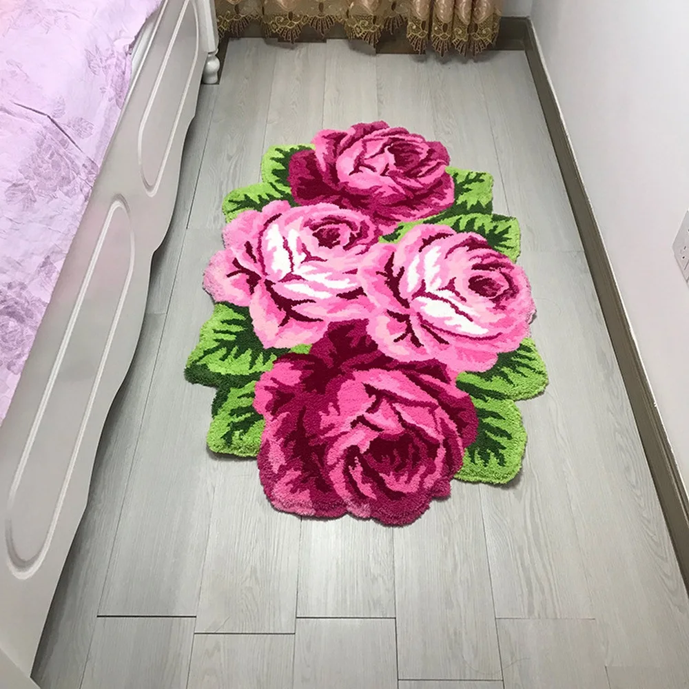 Розовый розовый ковер напольный коврик домашнее красивое украшение 110*70 см