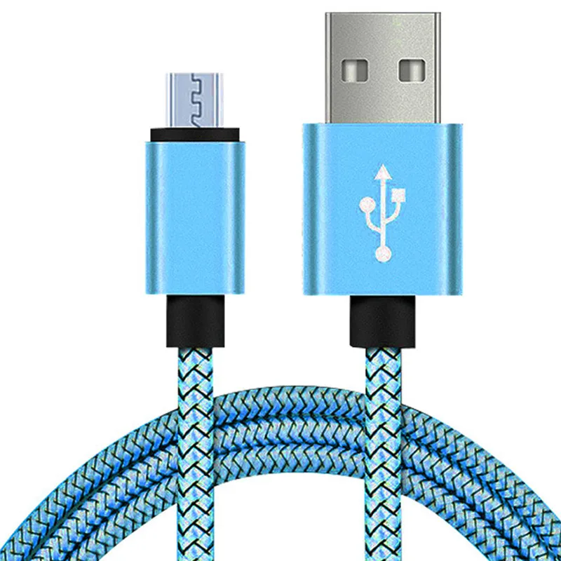 USB кабель для быстрой зарядки нейлоновое плетеное зарядное устройство Шнур для iphone 6 6S 7 8 Plus XR X XS MAX для Xiaomi huawei samsung Smart phone - Цвет: Blue Length 1m