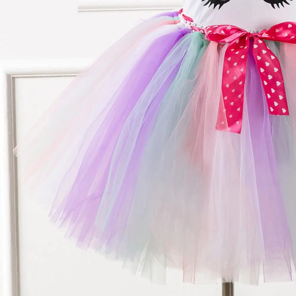 Детское платье пачка с единорогом Радужное принцессы для девочек на день