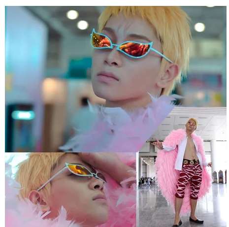 3 цвета Аниме One Piece Donquixote Doflamingo солнезащитные очки Джокер Мужские Женские