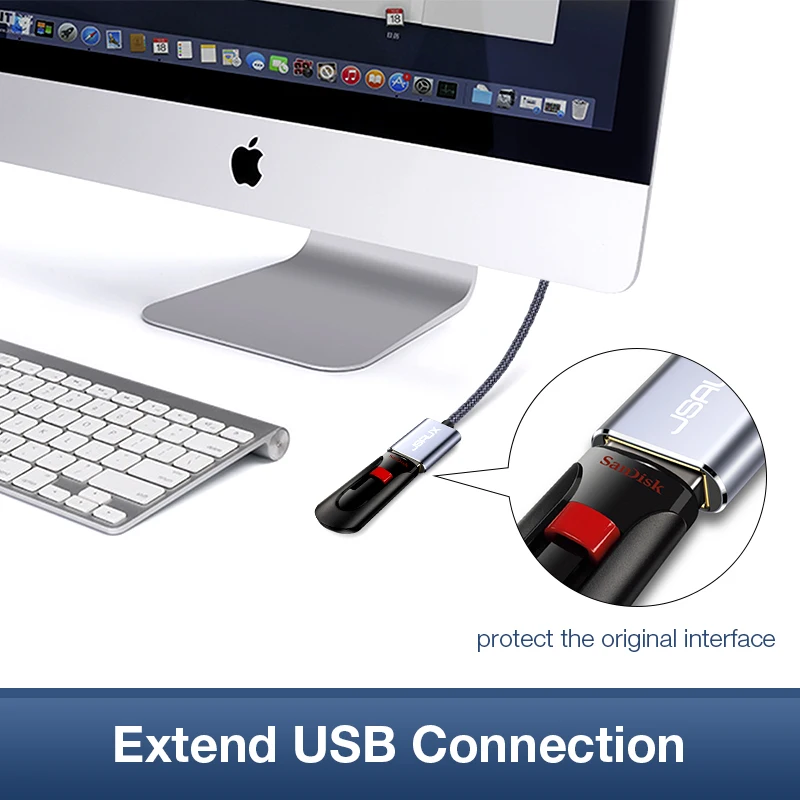 JSAUX USB 3.0 A Male to USB A Female Extension Cable for PS4 TV SSD, 5Gbps Data Transfer, USB Flash Drive, Keyboard - USB Extender Cord image 4