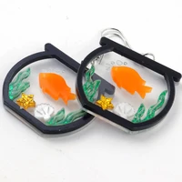 cute 3d bubble spitting goldfish acrylic drop earrings for women grils creative funny fish bowl dangle earrings fashion jewelry
