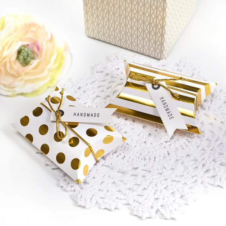 50 шт. коробка для подушки с золотым узором в горошек мини конфет Свадебная