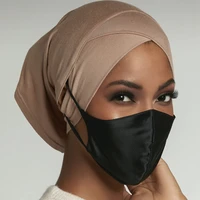 2021 new cotton earhole instant underscarf elastic breathable muslim inner hijabs cross forehead female headscarf turban bonnet