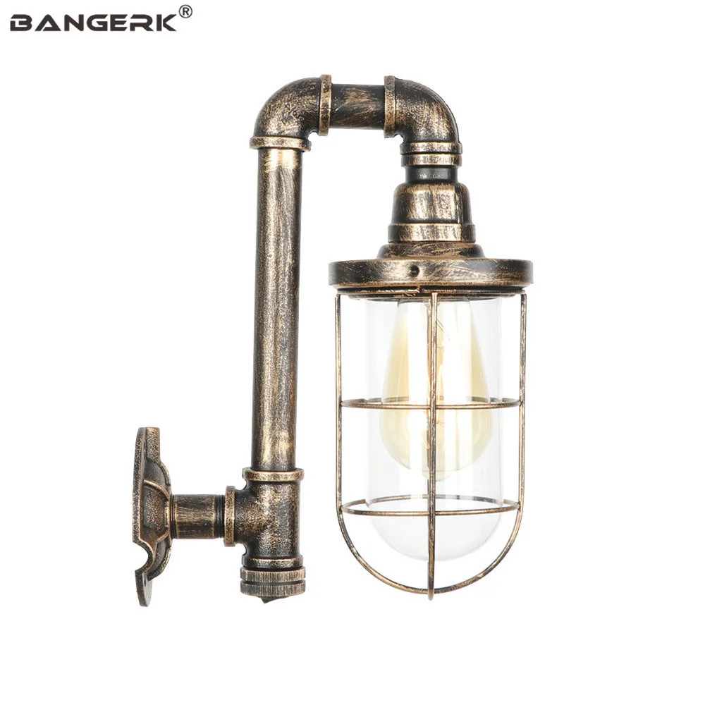 

Loft Industrial Water Pipe LED Wall Light Vintage Sconce Wall Lights Iron Glass Switch Wall Lamp Home Decor Lighting Luminaire