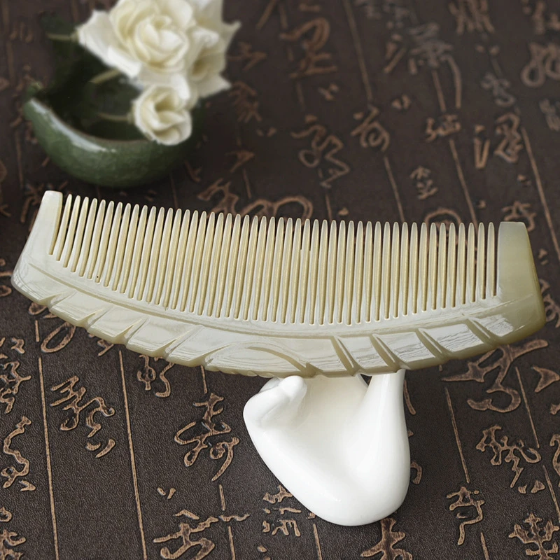 Натуральный бычий Рог расческа для волос без статического ухода за здоровьем