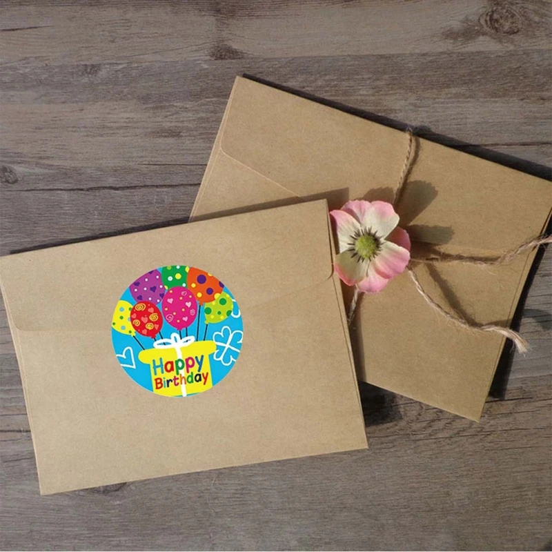 

500Pcs/Roll 8 Styles Happy Birthday Round Stickers Party Gift Packaging Seal Labels for Scrapbooking Cards Decoration
