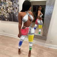 haoyuan sexy two piece bandana outfits backless crop top hollow bandage sweatpants summer clothing for women club matching suits