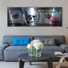 Картина на холсте с изображением доллара, черепа