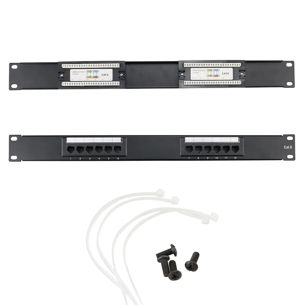 12 24 48 ports cat6 utp keystone patch panel 19inch 1u2u cat6 cable frame faceplate rj45 patch panel 24port listed rackmount free global shipping