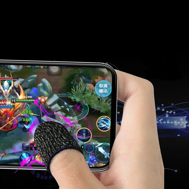 1 пара впитывающая пот трикотажная ткань пальчиковая крышка игры сенсорный экран