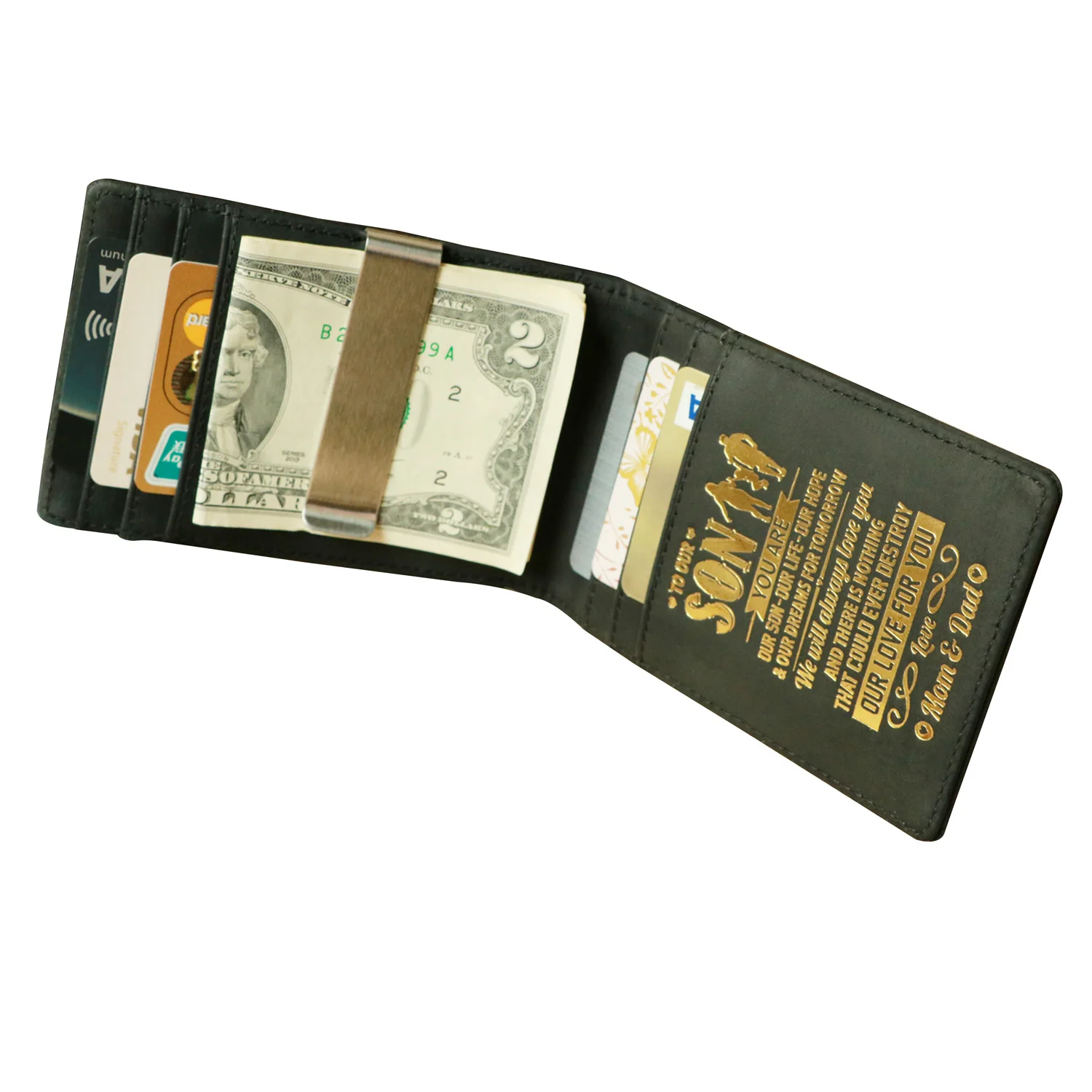 

Money Clip,Customized Engraved Slim Wallets for son,Leather Money Clips