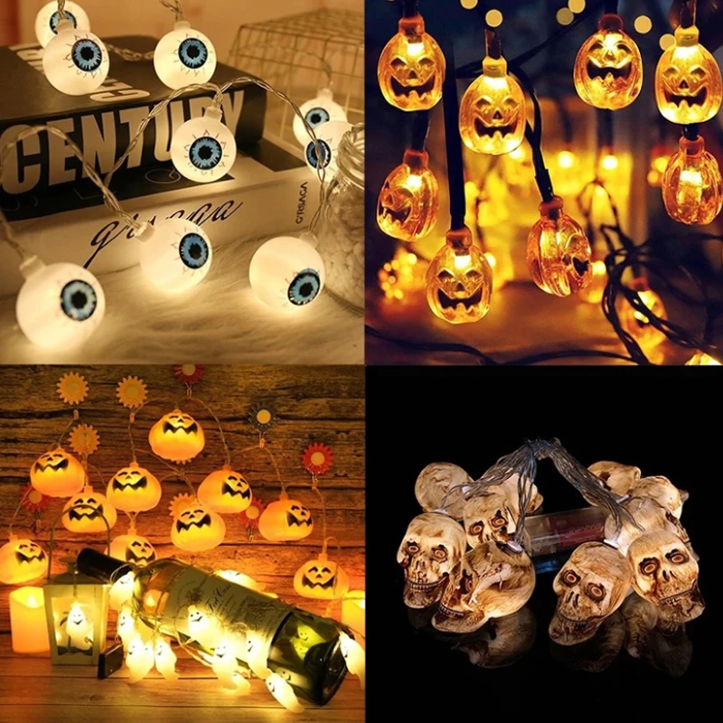 

New 1.5m 10Led Halloween Pumpkin Ghost Skeletons Bat Spider Led Light String Festival Bar Home Party Decor Halloween Ornament