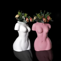 nordic female human body art vase creative ceramic flower pot woman girl nude statue figurines home decorative ornaments glazed