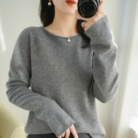 autumn and winter curled round neck womens 100 pure wool korean version of loose warm knit base trend fashion all match sweater