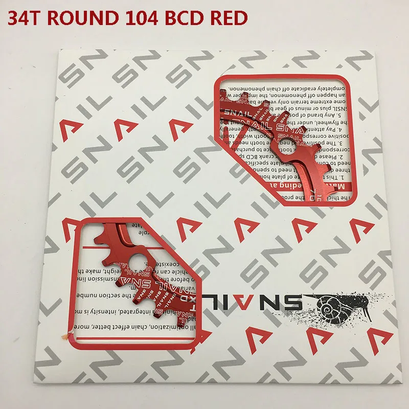 34T 104 round red Улитка круглая узкая широкая цепь MTB горный велосипед 104BCD 32T 34T 36T 38T 40T 42T коленчатый набор зубной части пластины 104 BCD - Цвет: 34T 104 round red