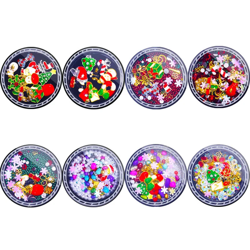 

14 Designs Christmas Tree sock snowflake Nail Art Decorations Alloy Metal DIY 3D Nail Rhinestones Accessories Jewelry Tools