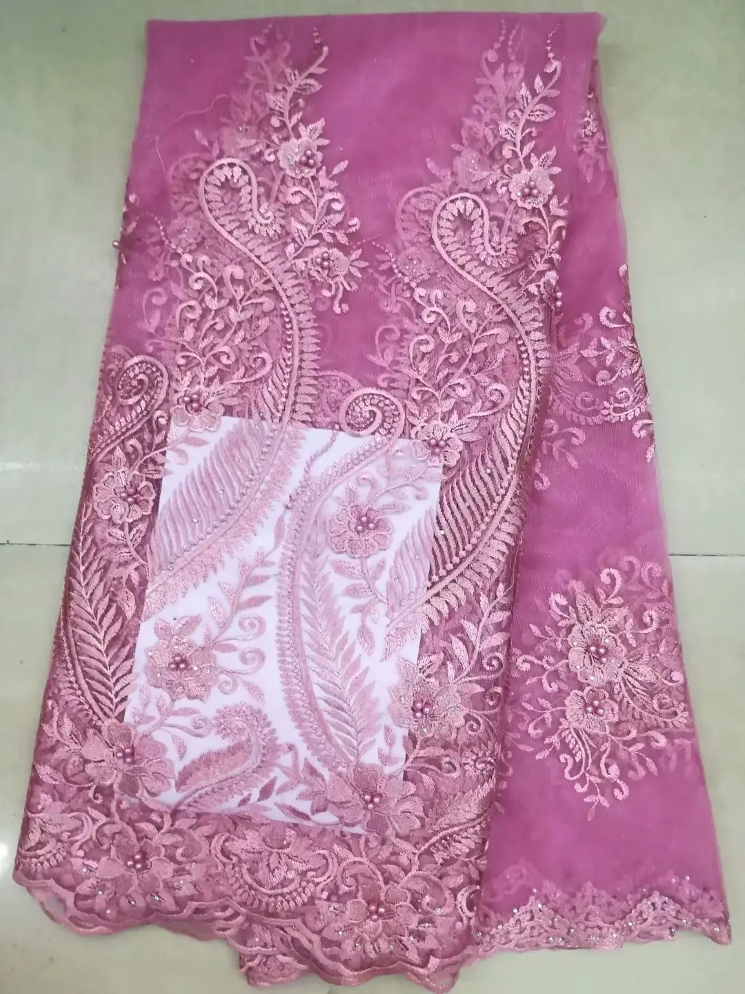 

New style embroidery tulle lace fabric with beads good looking 2018 French net lace fabric for party dress