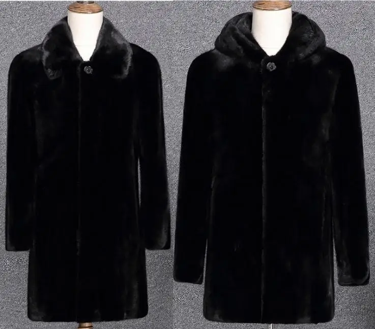 Мужская длинная куртка из искусственного меха Повседневная Длинная зимняя