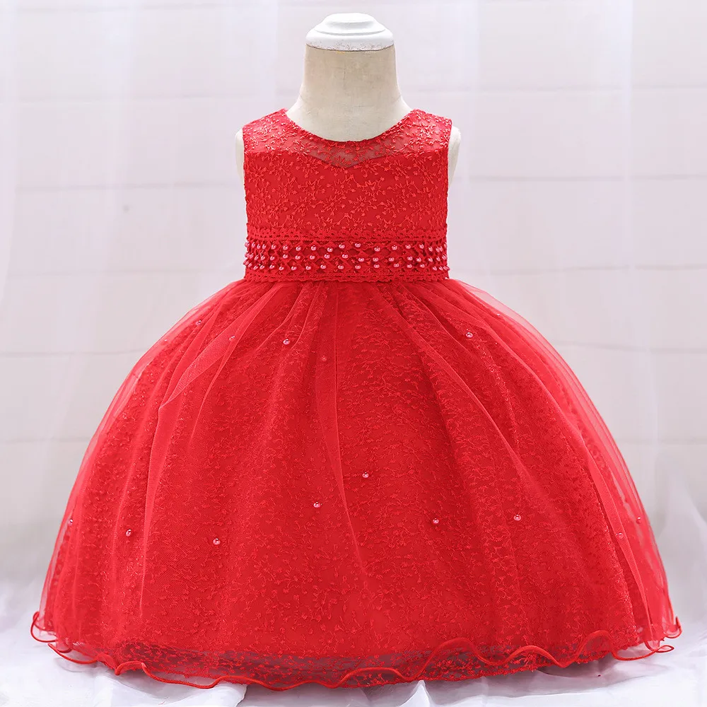 

Pearl Baby Girls Baptism Dress Newborn Princess Birthday Wear Toddler Lace Christening Ball Gown Kids Dresses Party Clothes