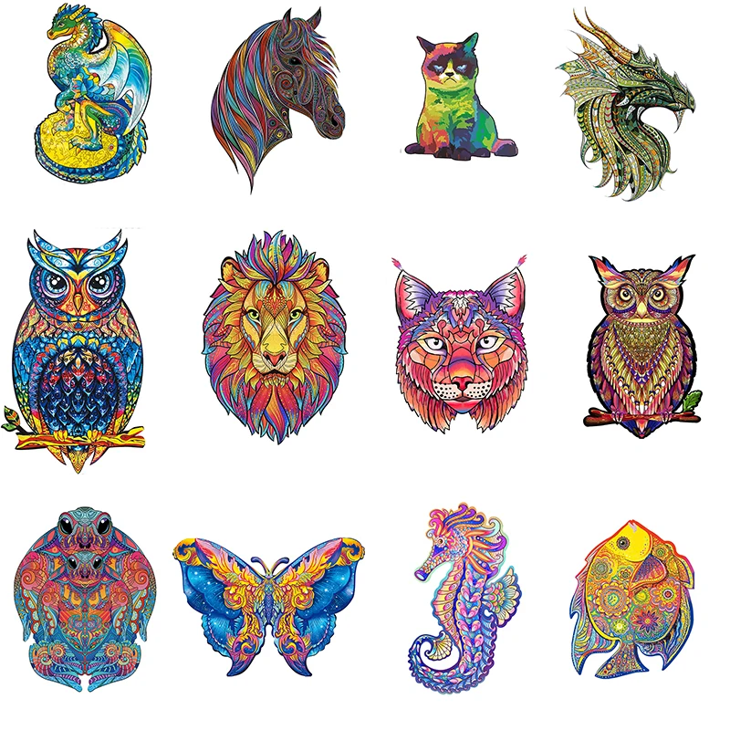 

2021 New Wooden Jigsaw Puzzle Christmas Gift For Adults Children Crafts Animal Shaped Wood DIY