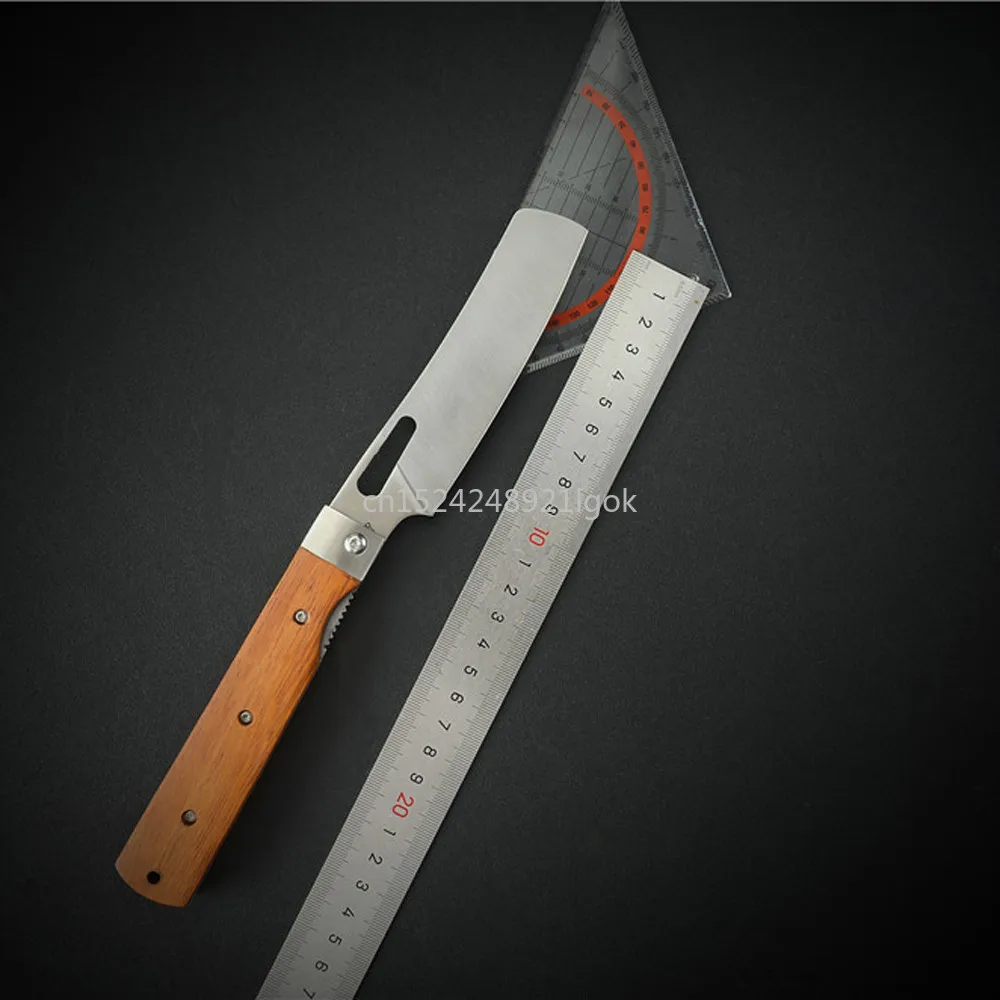 

Портативный складной нож для улицы с деревянной ручкой, коричневые куриные крылья, деревянная ручка, острый нож для фруктов из нержавеющей ...