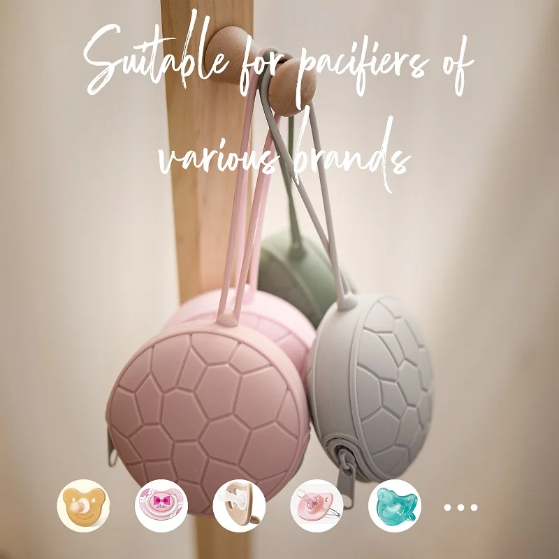 Soporte de silicona para chupete de beb&eacute;, nuevo dise&ntilde;o, forma de concha de tortuga, sin BPA, port&aacute;til, caja contenedor de silicona de grado alimenticio-4