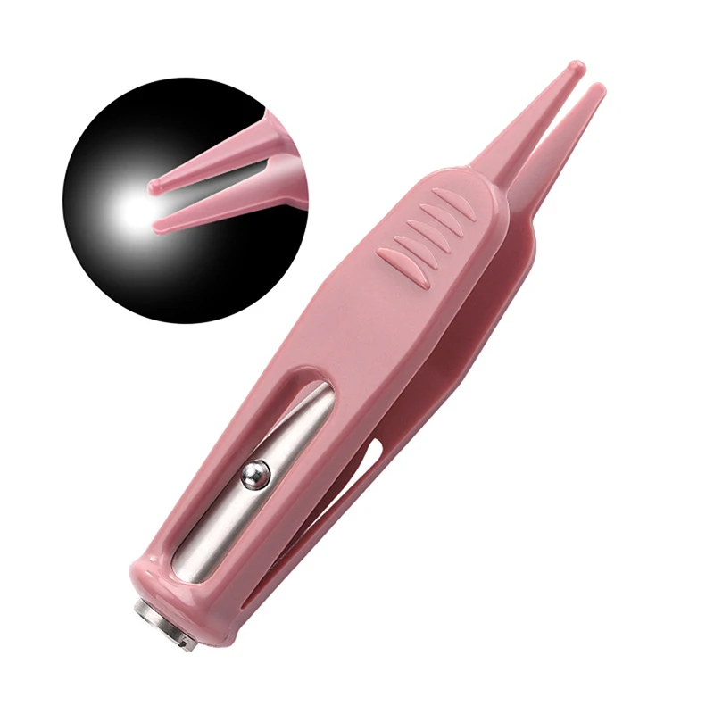 

1PC LED Nose Clean Clip Anti-slip Ear Navel Plastic Tweezers Forceps Clamp Tool Safe Care Pink