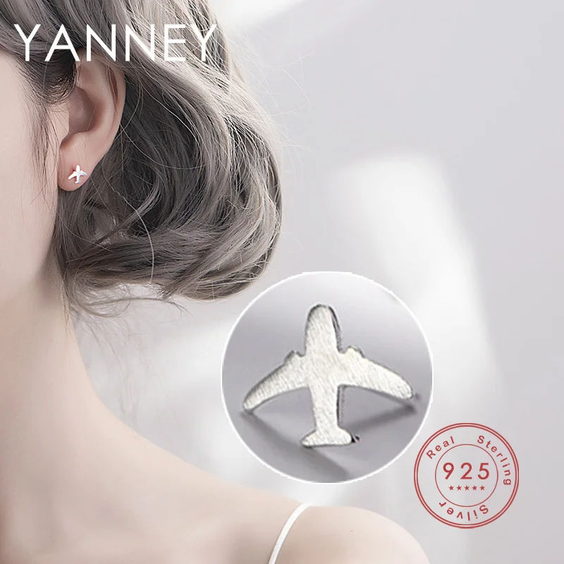 

YANNEY Silver Color 2022 Trend Airplane Stud Earrings Woman Fresh Korean Jewelry Fashion Simple Accessories