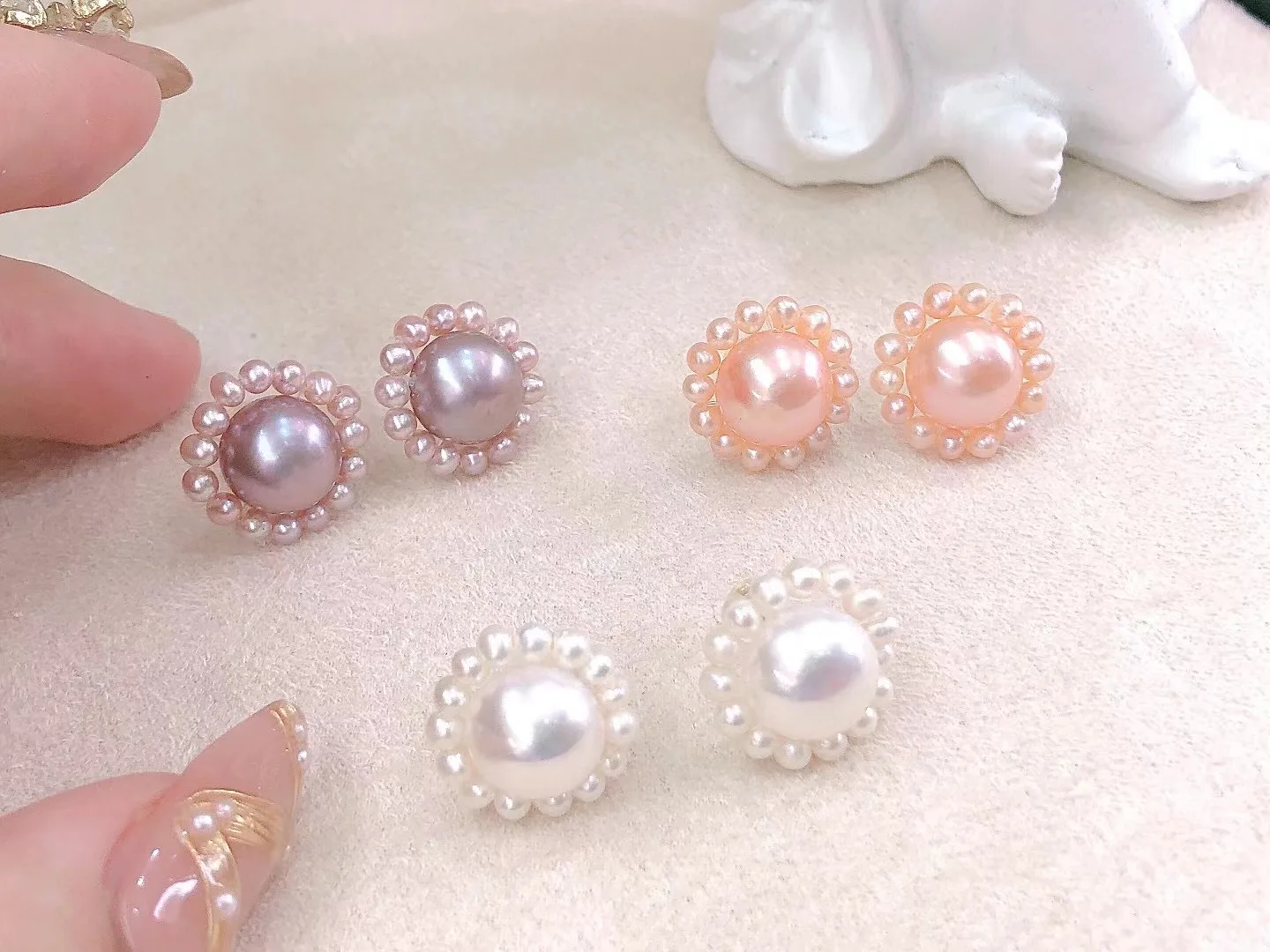 

S925 Sterling Silver Manual More Bead Delicate Earrings of High Quality Natural Freshwater pearls For Women gift
