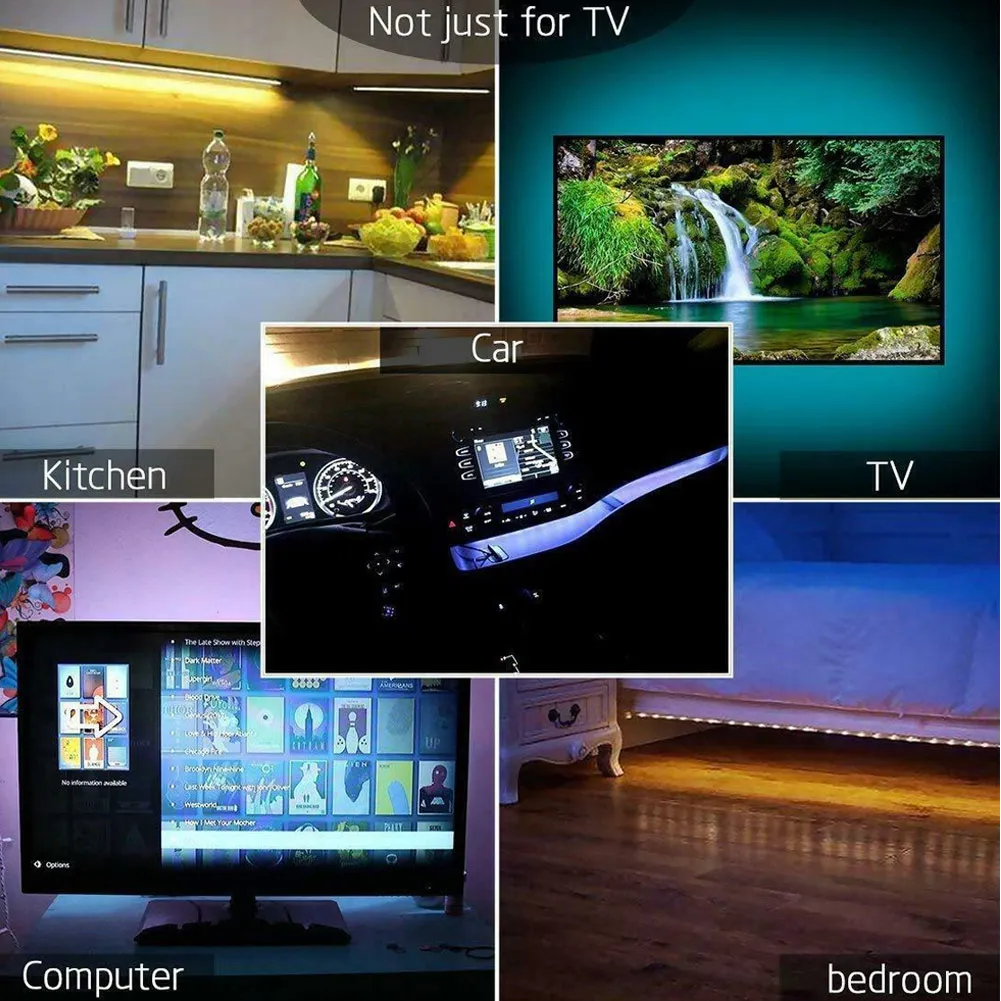 

Hot 5V USB LED Strip Lights TV Back Light Lamp RGB Colour Changing with Remote Control MVI-ing