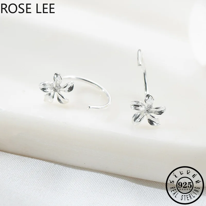 100% женское серебро 925 пробы маленькие корейские сережки шпильки с цветком модные