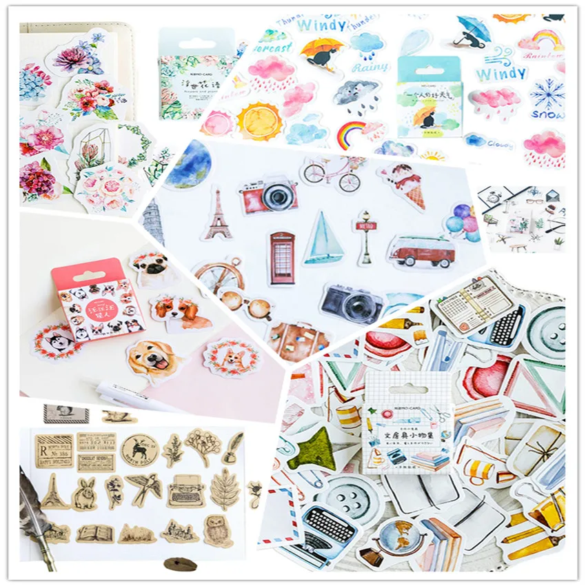 

46pcs/box Lovely Good everyday weather flowers album decorations DIY stickers diary scrapbooking School office stationery