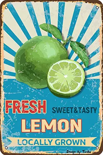 

Fresh Lemon Sweet & Tasty Locally Grown Farm Decor Iron Poster Painting Tin Sign Vintage Wall Decor for Cafe Bar Pub Home Be