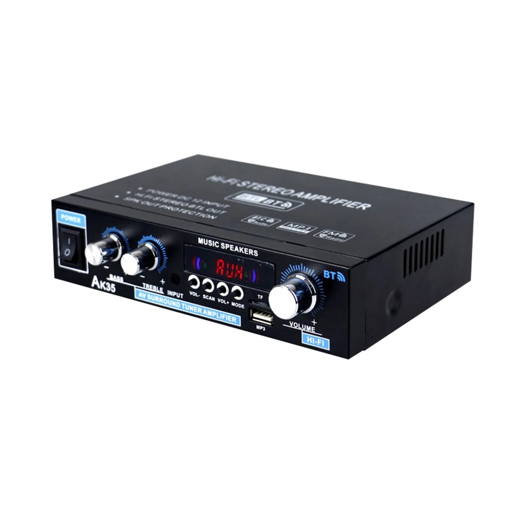 

AK35 Bluetooth-compatible HiFi Stereo Audio Power Amplifier Dual Channel Power Amp 90W*2 with USB TF RCA AUX Input + Remote