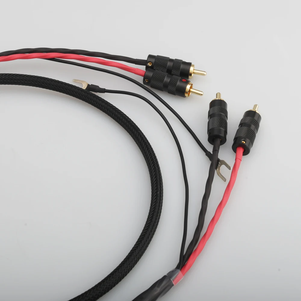 Аудиокабель Audiocrast 2 RCA к заземляющий U-образный штекер аудио кабель тонарма с