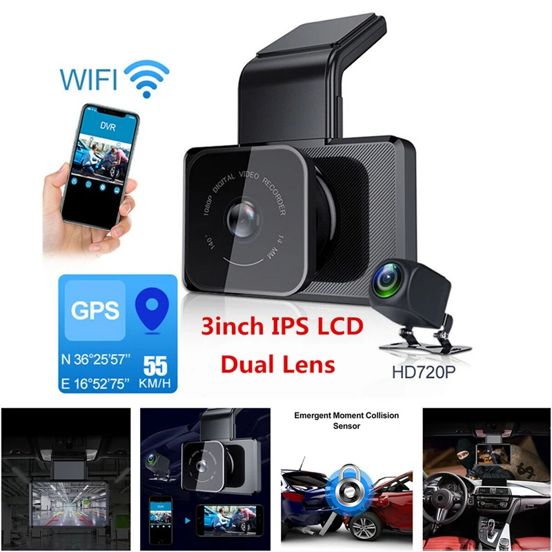 

3 '' Auto DVR WIFI GPS Kamera HD Nachtsicht Dash Cam Parking Monitor Dashcam Rear view camera Car video recorder