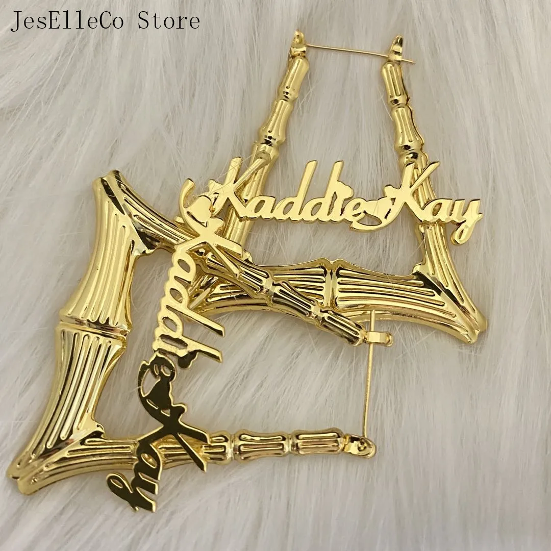 50 70 мм индивидуальные именные серьги из нержавеющей стали бамбуковый стиль