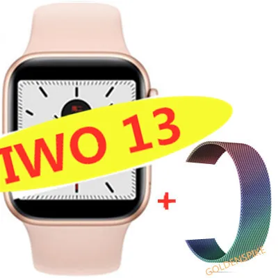 add steel strap IWO 13 умные часы серии 5 1:1 44 мм Ip68 Водонепроницаемые для apple iPhone 11 MAX IOS Android smartwatch для женщин и мужчин PK IWO 10/11/12 - Цвет: add steel strap