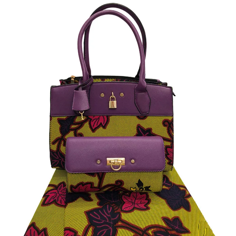 Высокое качество дамская сумка для покупок и набор из восковой ткани нигерийская