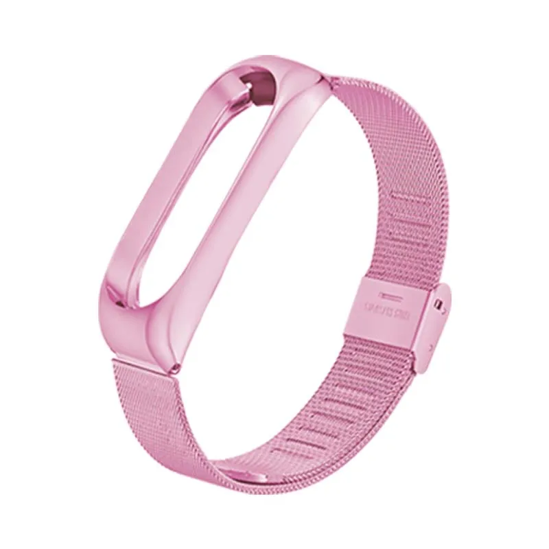 Rose Powder Универсальный металлический ремешок mi Band 3 4 для Xiao mi Band 3 4 Безвинтовой браслет из нержавеющей стали mi band 4 3 браслеты Pulse - Цвет: Rose Powder
