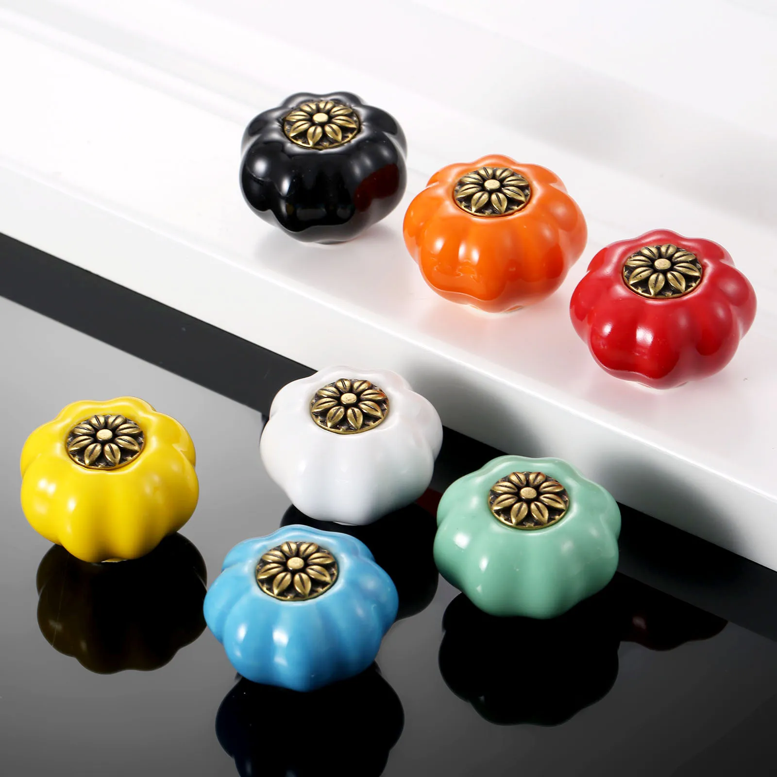 1 комплект ручка в виде тыквы Керамика дверная шкаф с выдвижными ящиками